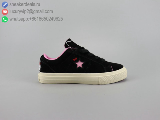 CONVERSE X HELLO KITTY BLACK PINK LACE UP KIDS SHOES SIZE 30-35